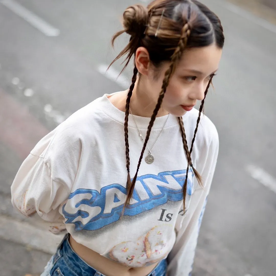SAINT Mxxxxxx HEART COOKIES L/S TEE/WHT Love Oreo printed long sleeves Off-white S-XL Customized co-branded main mark/wash mark Correct version Ready-made garments washed and distressed VINTAGE feeling Top-notch printing technology Perfect restoration